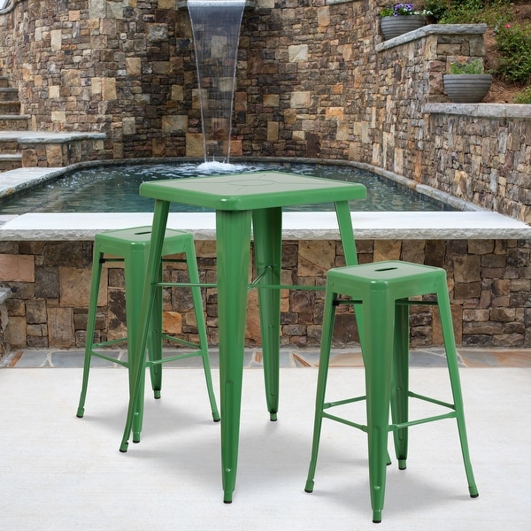 23.75inch Square Metal IndoorOutdoor Bar Table Set