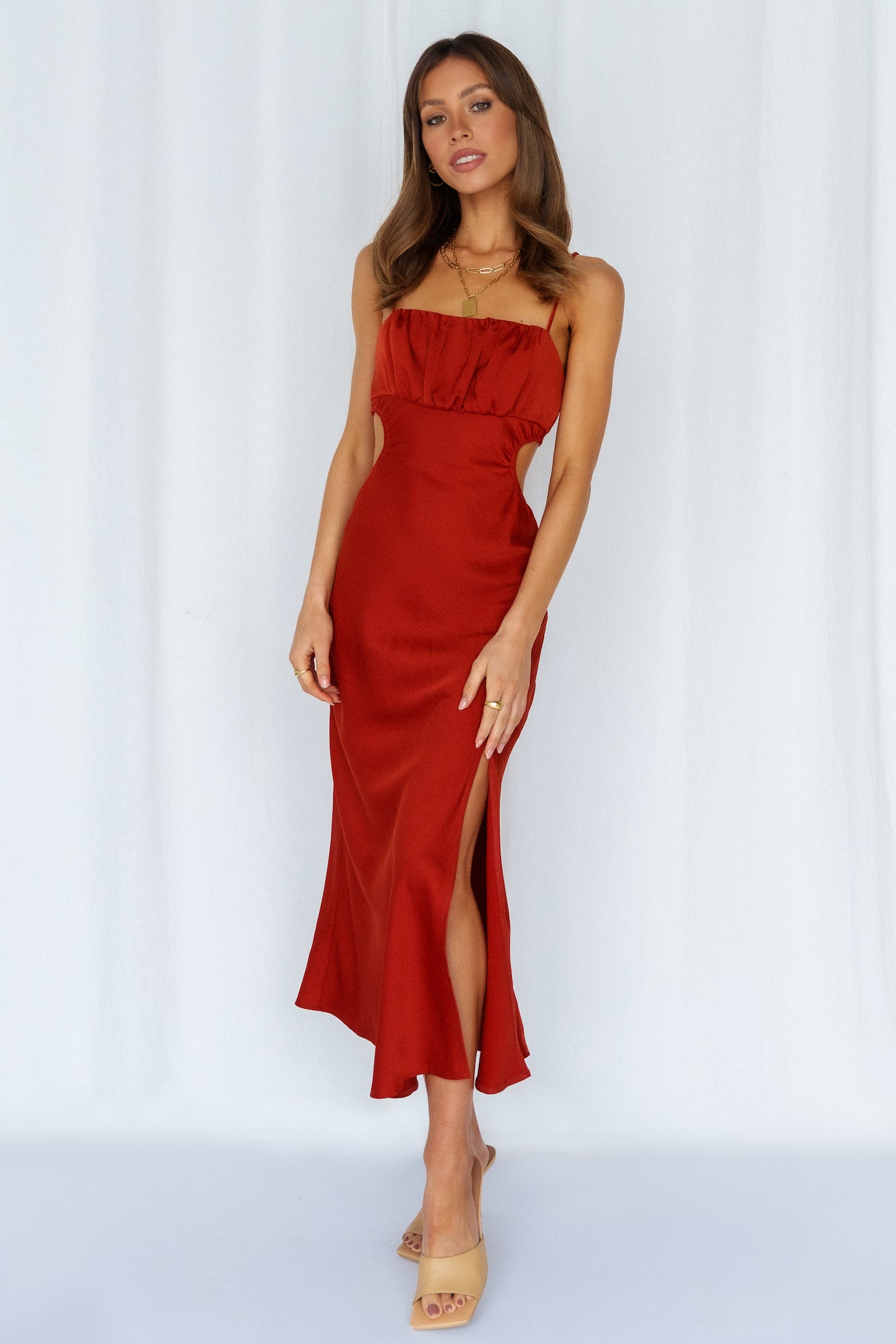 Daytime Affair Midi Dress Copper