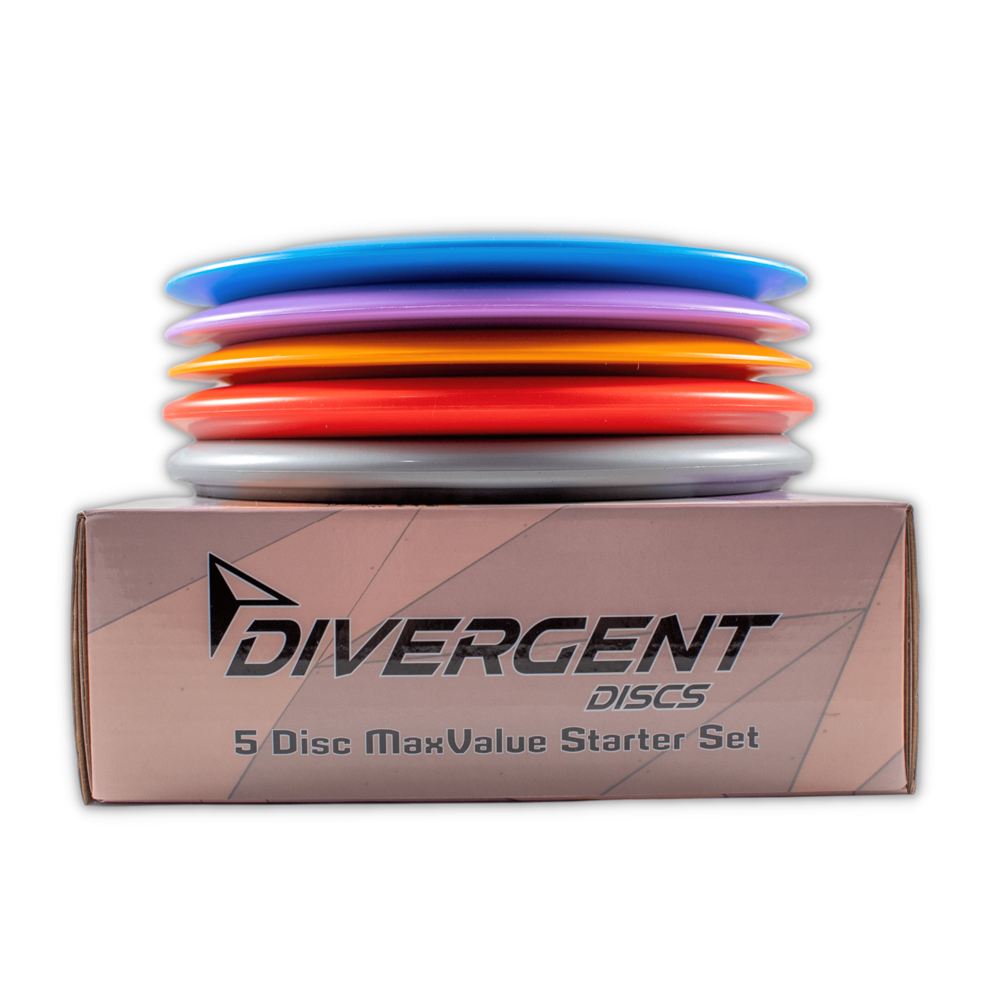 Divergent Discs 5-Disc Beginner Disc Golf Starter Set - Putter, Midrange Disc, 2 Fairway Driver Discs, Distance Disc Golf Driver, and Mini Disc for Disc Golf Beginners