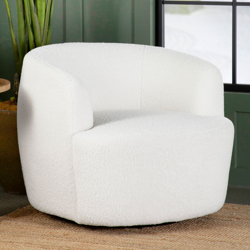 Hudson Upholstered Swivel Chair Natural   Modern   Armchairs And Accent Chairs   by Modon  Houzz