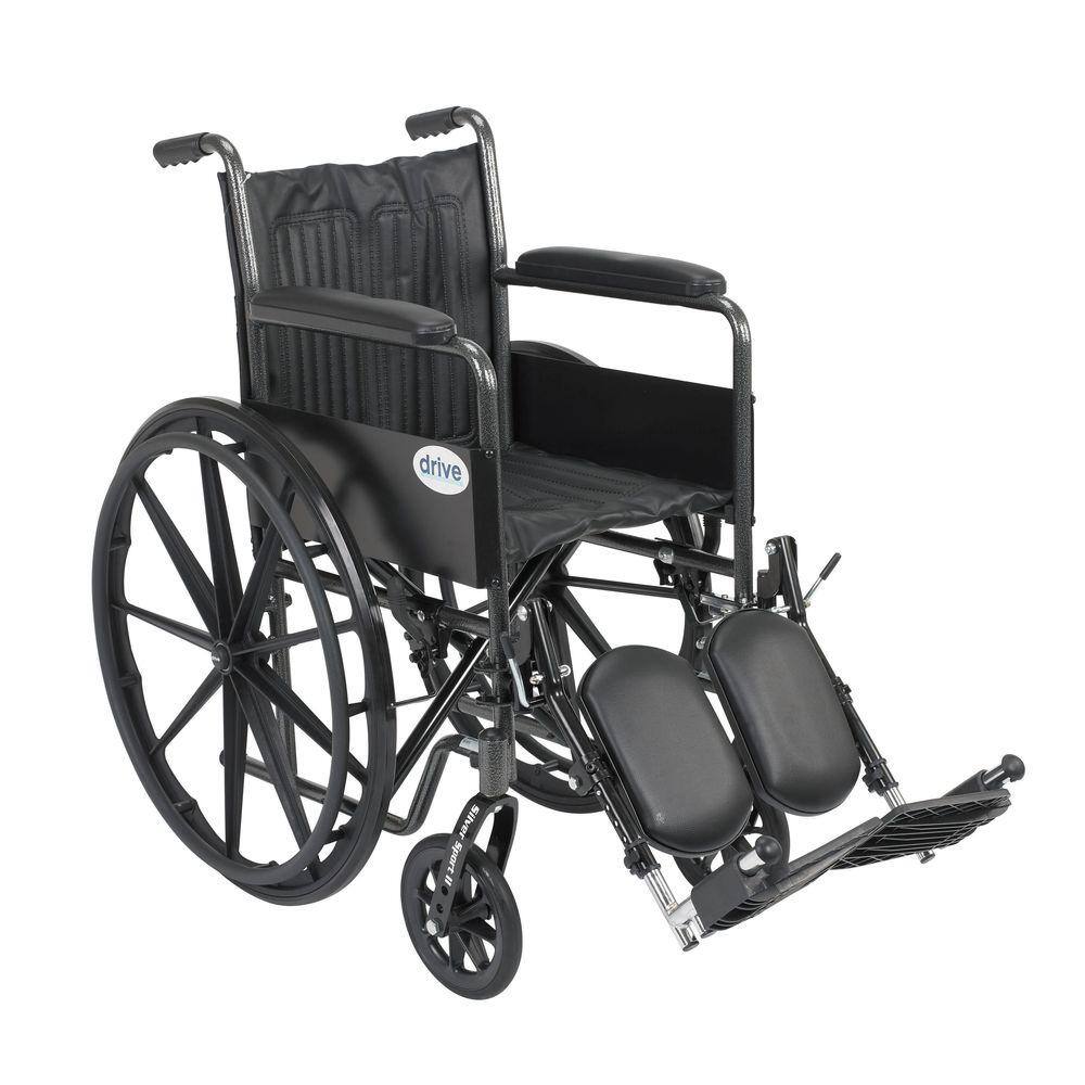 Drive Medical Silver Sport 2 Wheelchair Fixed Arms Elevating Legrests and 18 in. Seat ssp218fa-elr