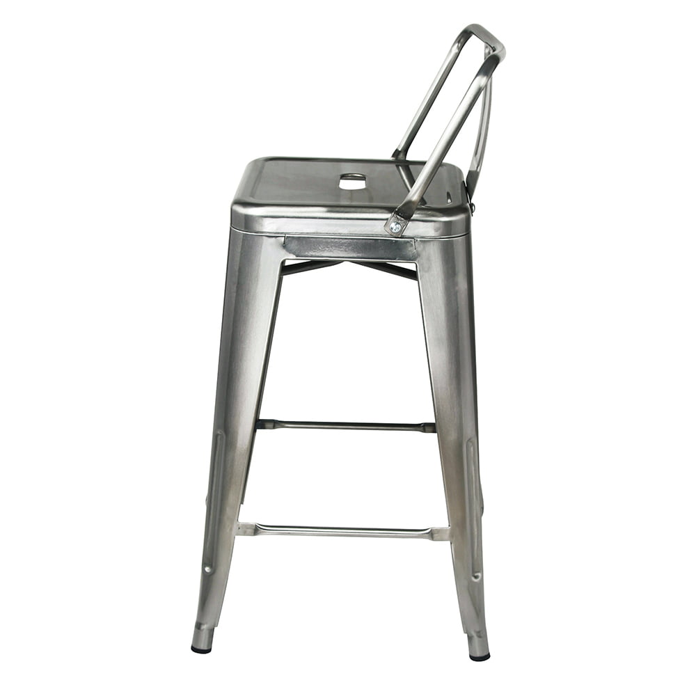 GIA Design Group 24 Inch Counter Height Low Back Metal Stool， Gunmetal