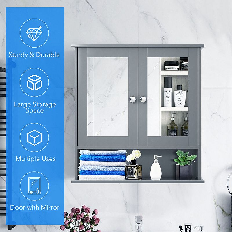 Bathroom Wall Mount Mirror Cabinet Organizer