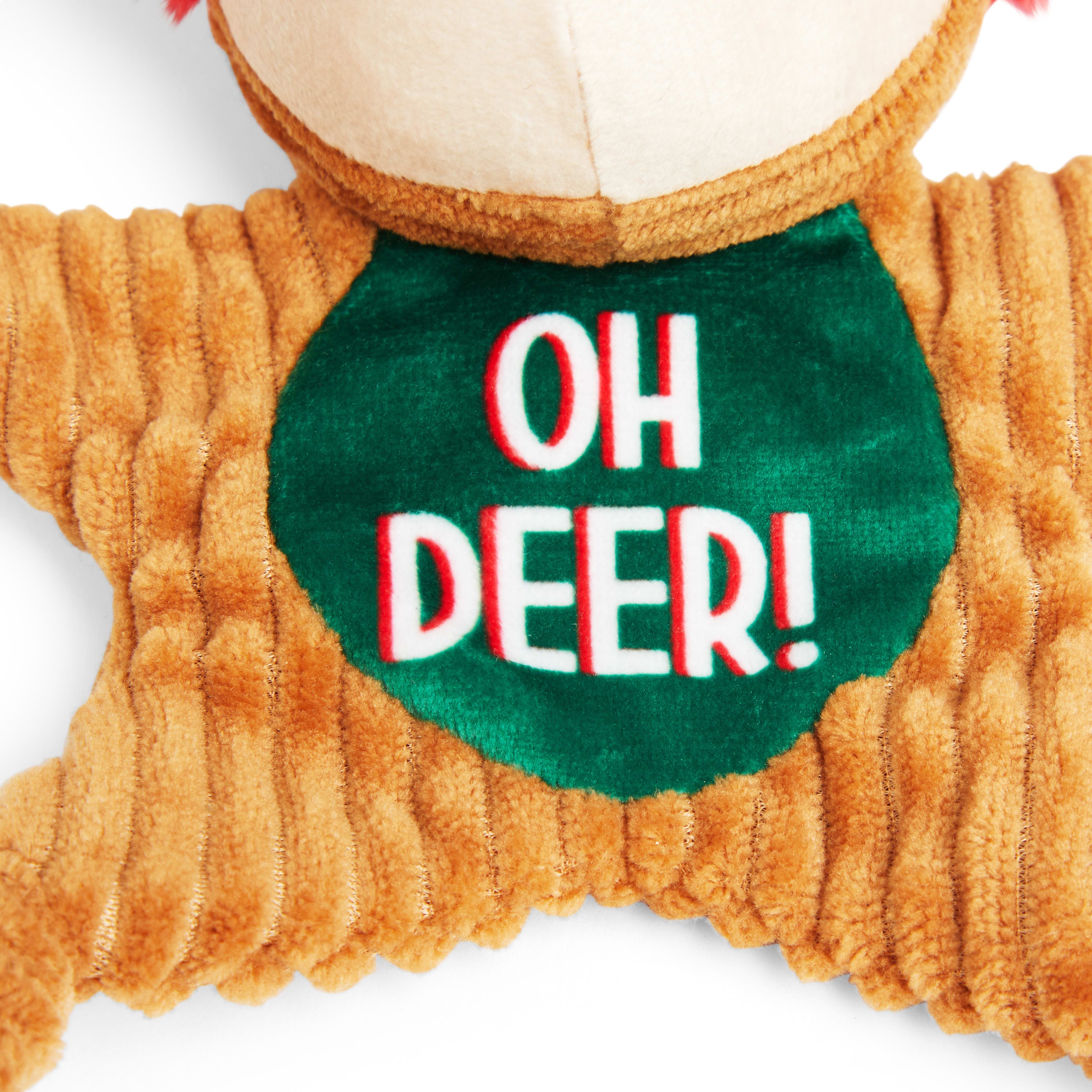 More and Merrier Reindeer Star Flattie Dog Toy， Small