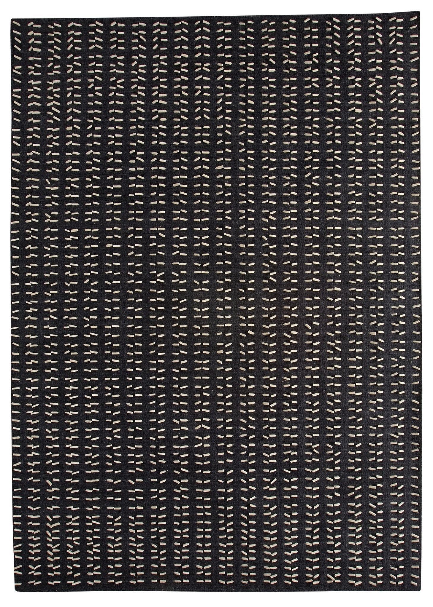 Palmdale Collection Hand Woven Wool and Felt Area Rug in Charcoal and White