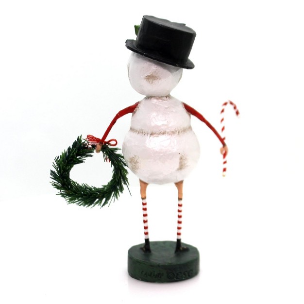 Lori Mitchell Chilly Willy One Snowman Figurine 6 25 Inches Candy Cane Wreath Snowman 11057 Porcelain White