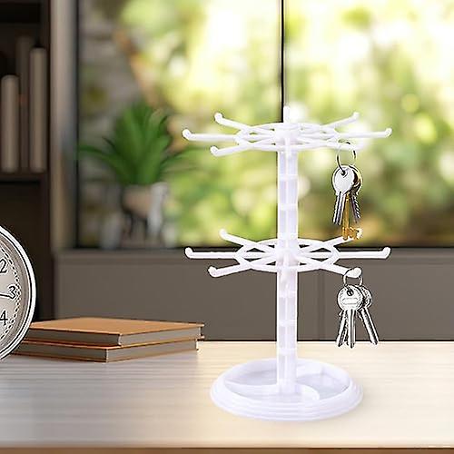 Keychain Display Stand， Rotating Necklace Holder， 2 Tier Display Stand， Space Saving Jewelry Display