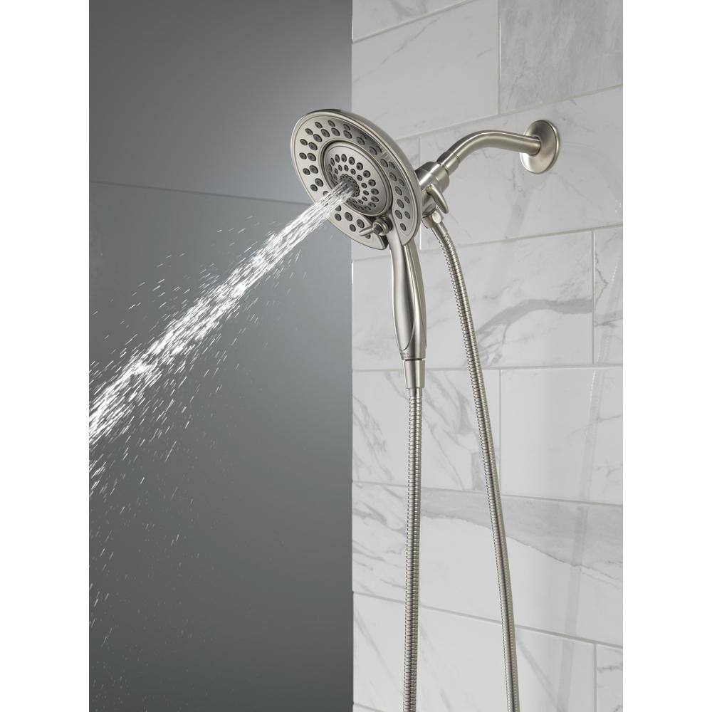 Delta In2ition 5-Spray Patterns 2.5 GPM 6.81 in. Wall Mount Dual Shower Heads in Lumicoat Stainless 58569-SS-PR25-PK