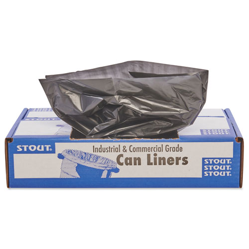 Stout Total Recycled Content Plastic Trash Bags | 65 gal， 1.5 mil， 50