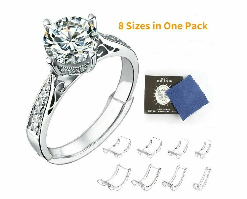 TekDeals 8 Pcs Ring Size Adjuster Invisible Clear Ring Sizer Jewelry Fit Reducer Guard