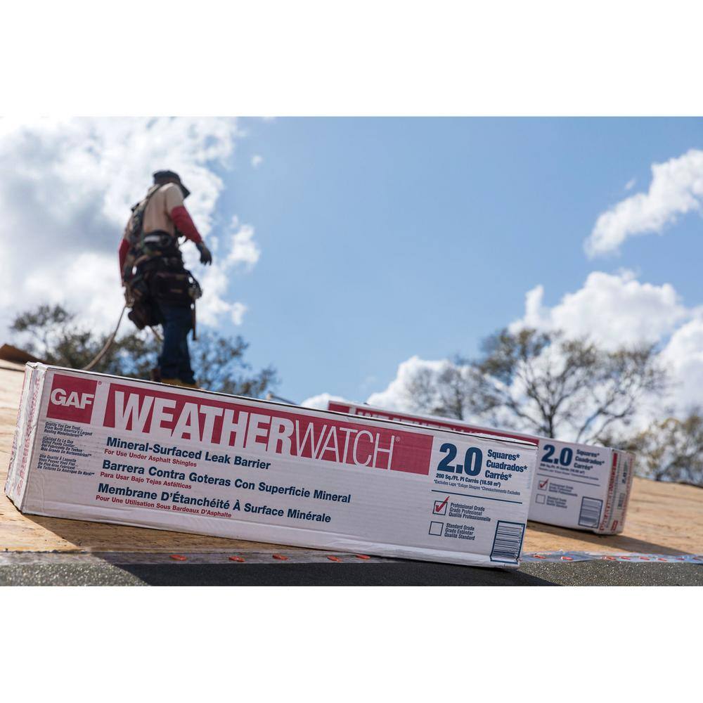 GAF WeatherWatch 36 in. x 50 ft. 150 sq. ft. Mineral-Surfaced Peel and Stick Roof Leak Barrier Roll 0912000