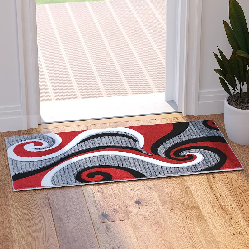 Masada Rugs Masada Rugs Sophia Collection 2'x3' Modern Contemporary Hand Sculpted Area Rug in Red