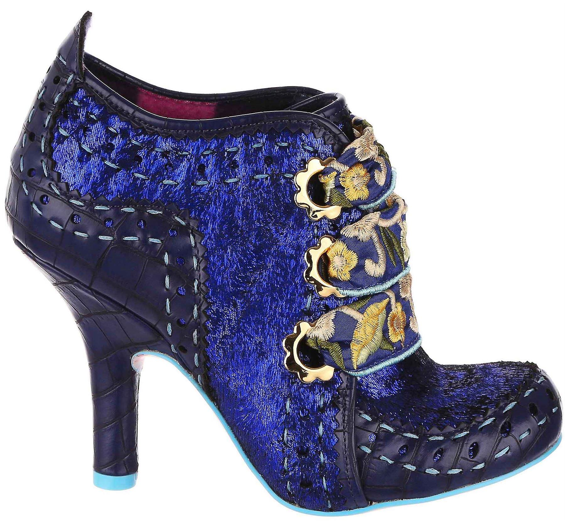 Irregular Choice Abigails Flower Party Blue Gold Womens Ankle Boots