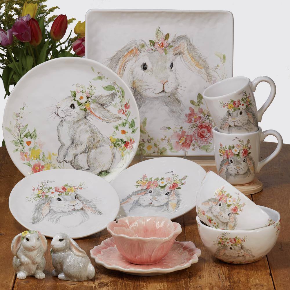 Certified International Sweet Bunny 16-Piece Seasonal Multicolored Earthenware Dinnerware Set (Service for 4) 89239RM