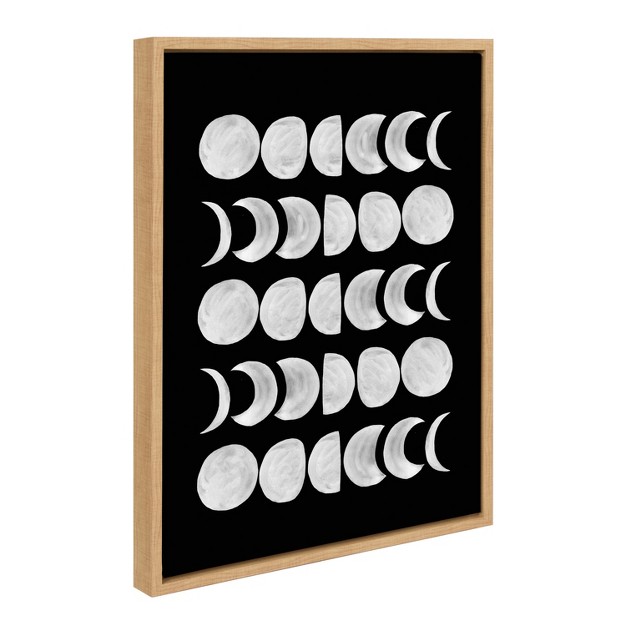 Kate And Laurel Sylvie 901 Moon Phases White On Black Framed Canvas By Teju Reval Of Snazzyhues