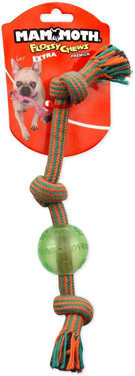 Mammoth Braided Tug with TPR Ball for Dogs， Color Varies