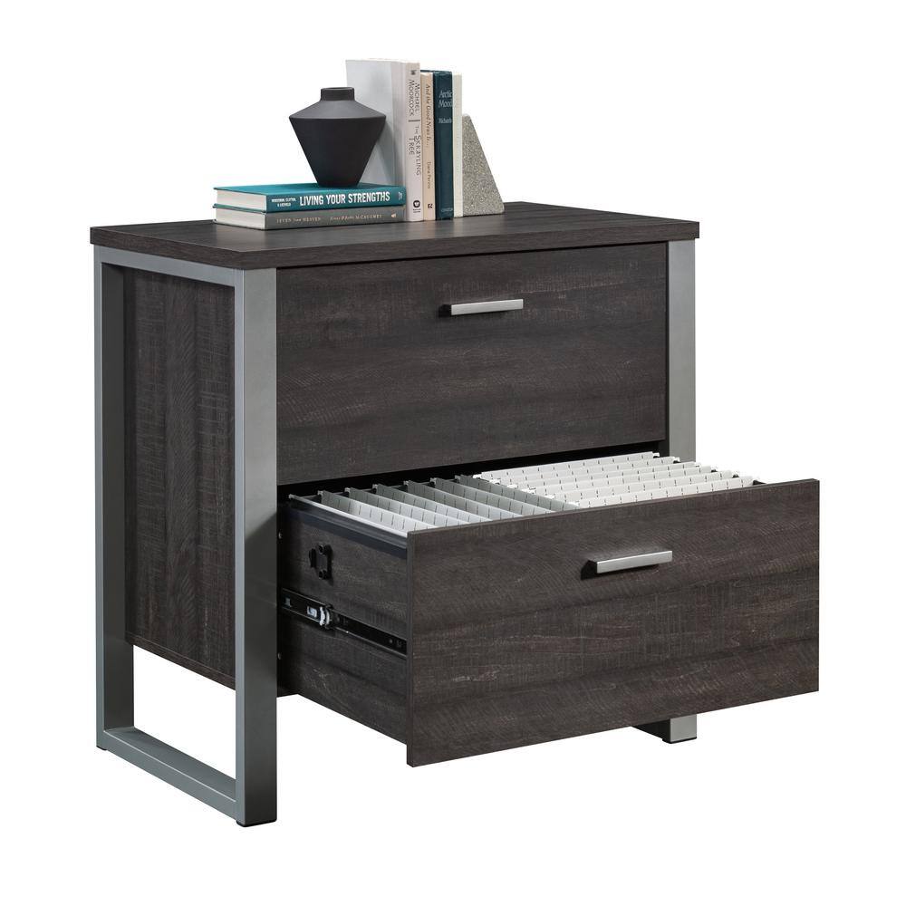 SAUDER Rock Glen Blade Walnut Lateral File Cabinet with Metal Frame 431614