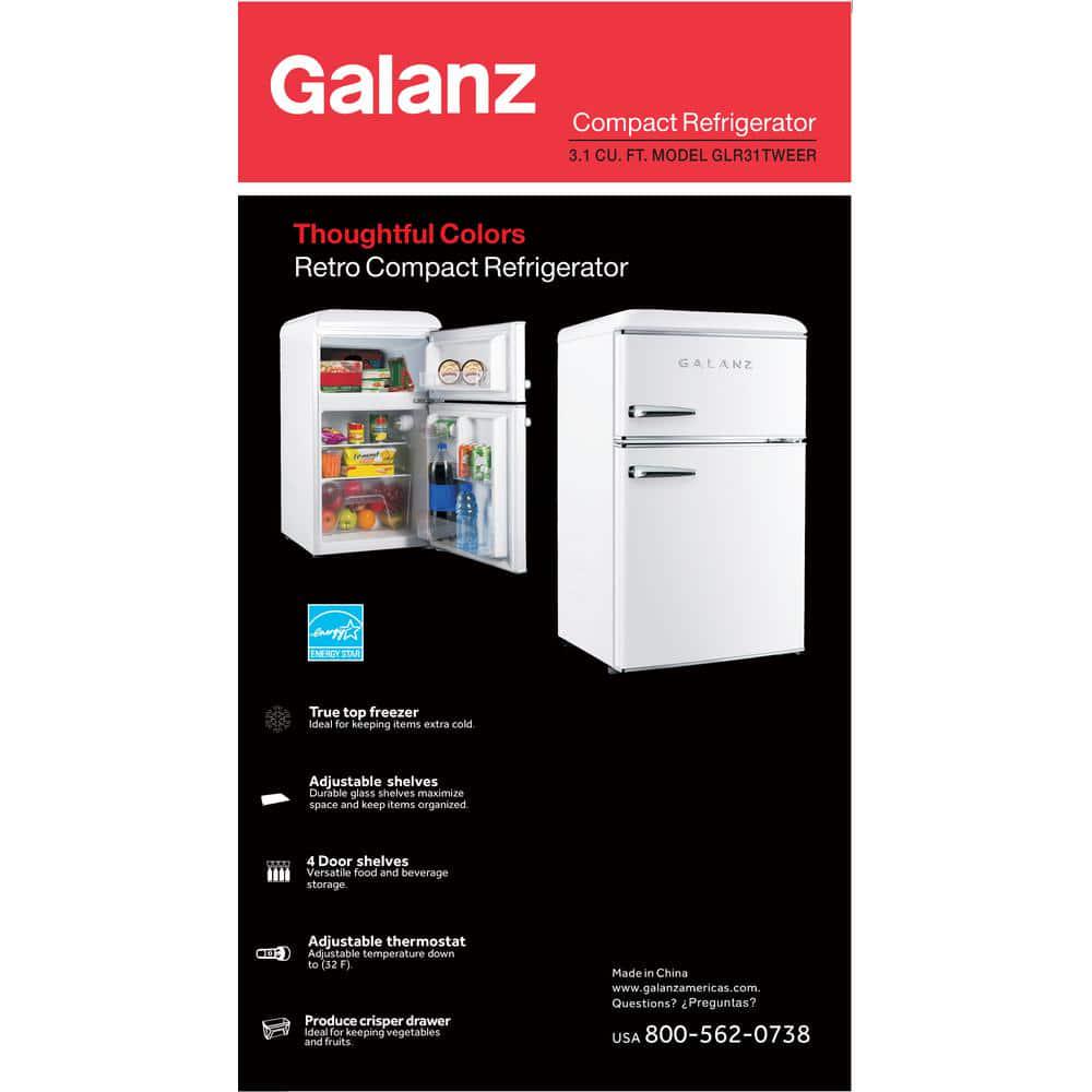 Galanz 31 cu ft Retro Mini Fridge with Dual Door True Freezer in Blue