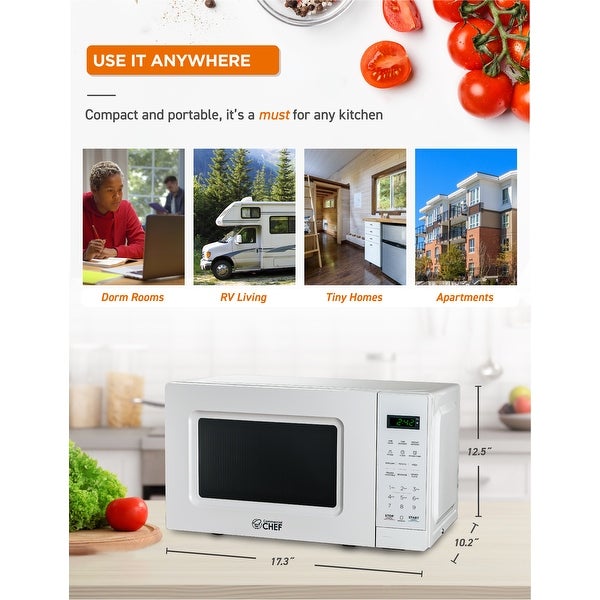 0.7 Cu.Ft Countertop Microwave Oven- White