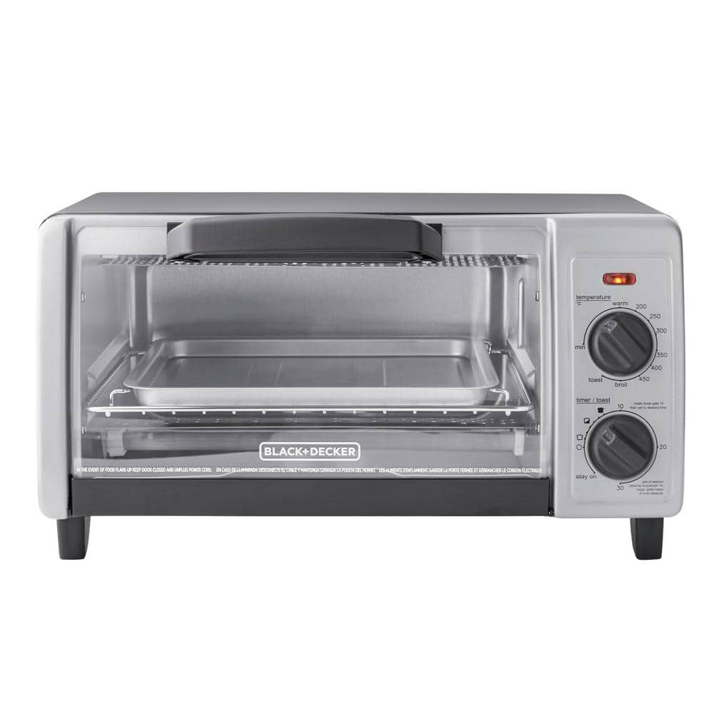 BLACK+DECKER 1150 W 4-Slice Black Stainless Steel Toaster Oven with Temperature Control TO1705SB