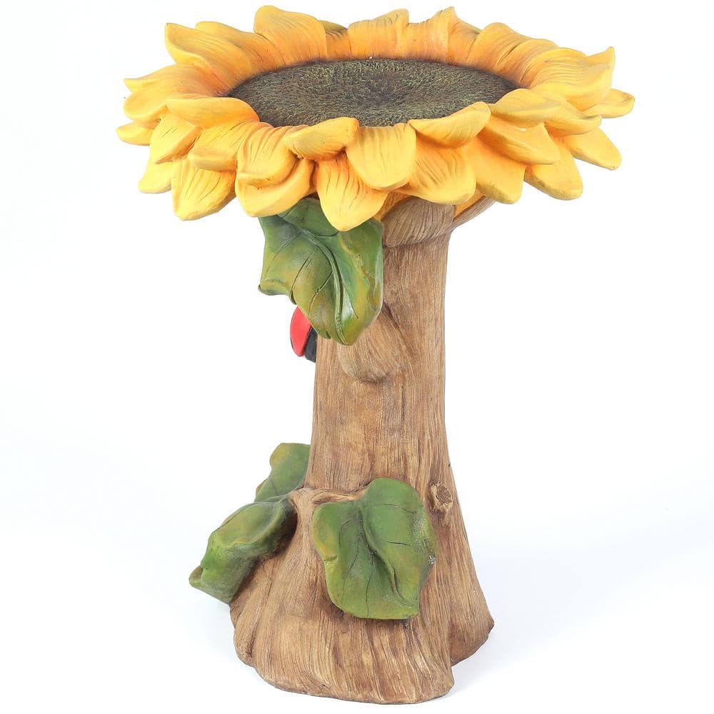 Luxen Home Polyresin Sunflower Bird Bath WHF816