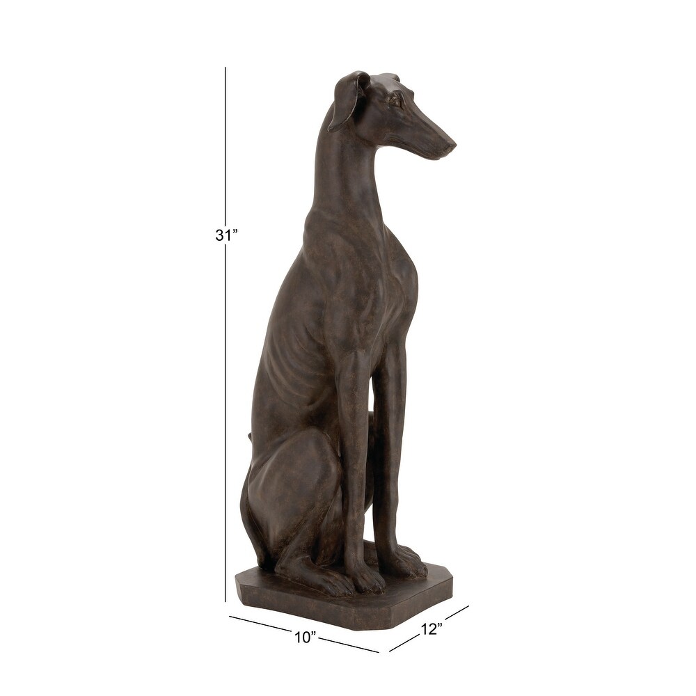 Brown Polystone Dog Sculpture   12 x 10 x 31