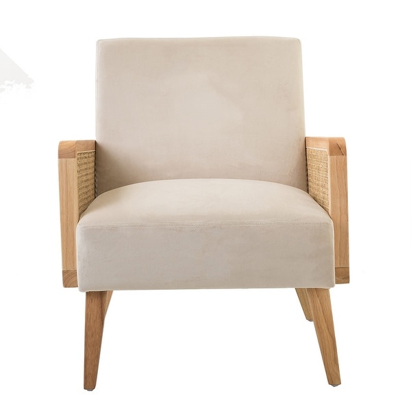 Carmina Upholstered Accent Chair with Natural Rattan Arms by HULALA HOME