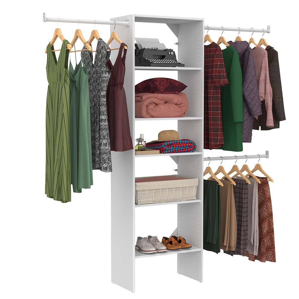 ClosetMaid Selectives 60 in. W - 120 in. W White Reach-In Tower Wall Mount 6-Shelf Wood Closet System 5702900