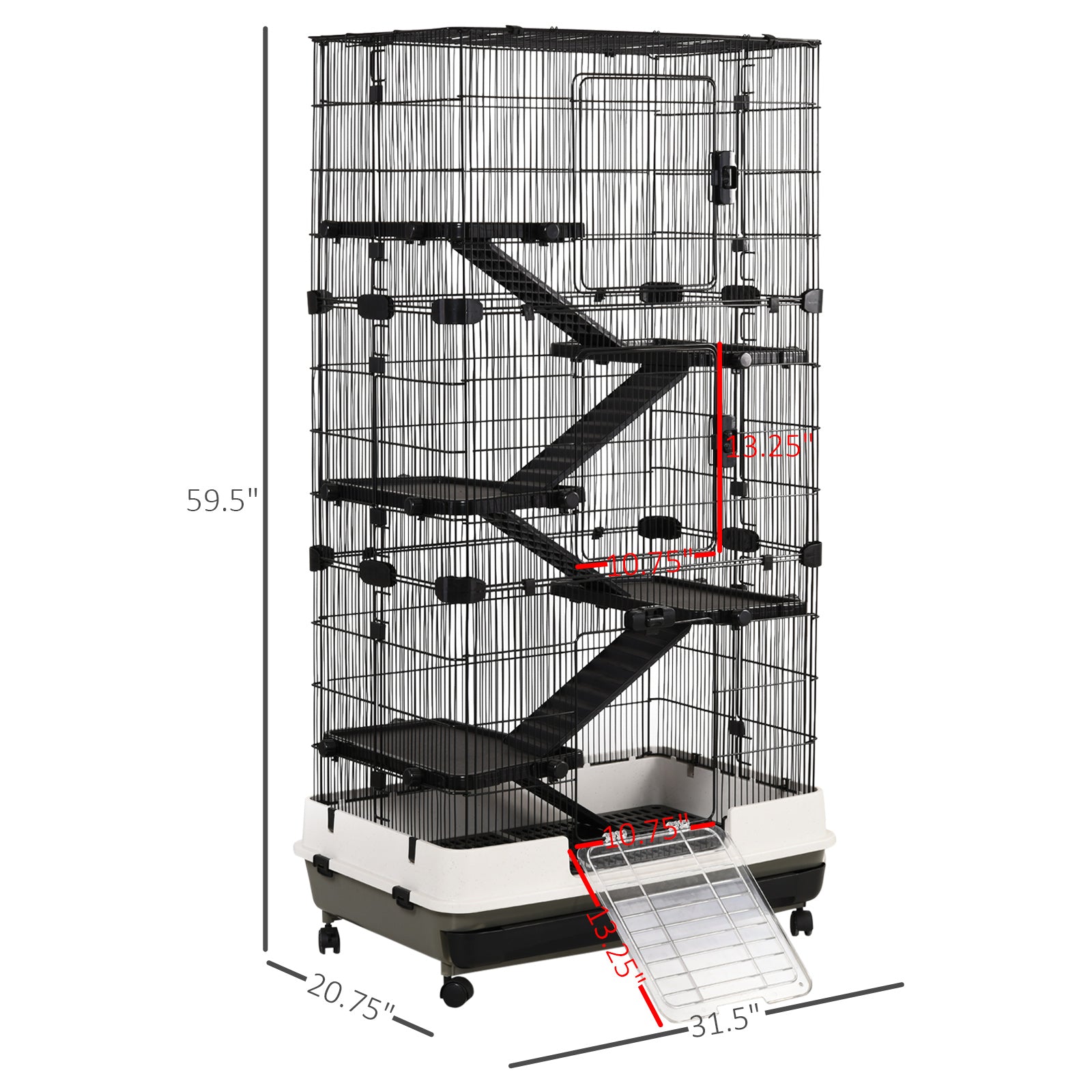 Anself 6-tier Platform Rolling Small Animal Cage for Hamsters， Chinchillas， and Gerbils with a Large Living Space