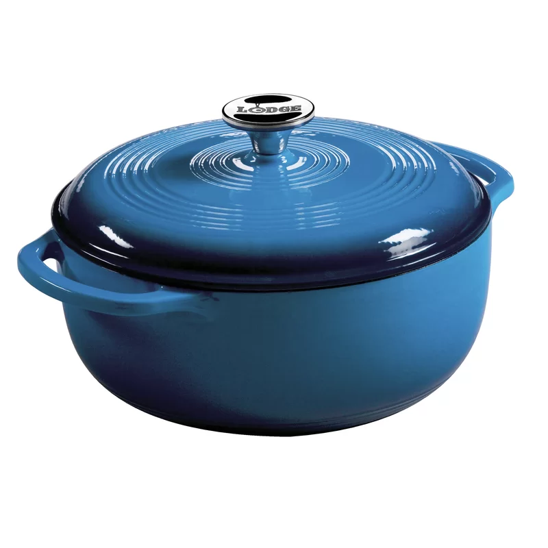 Lodge EC4D33 Enameled Cast Iron Dutch Oven， 4.5-Quart， Caribbean Blue