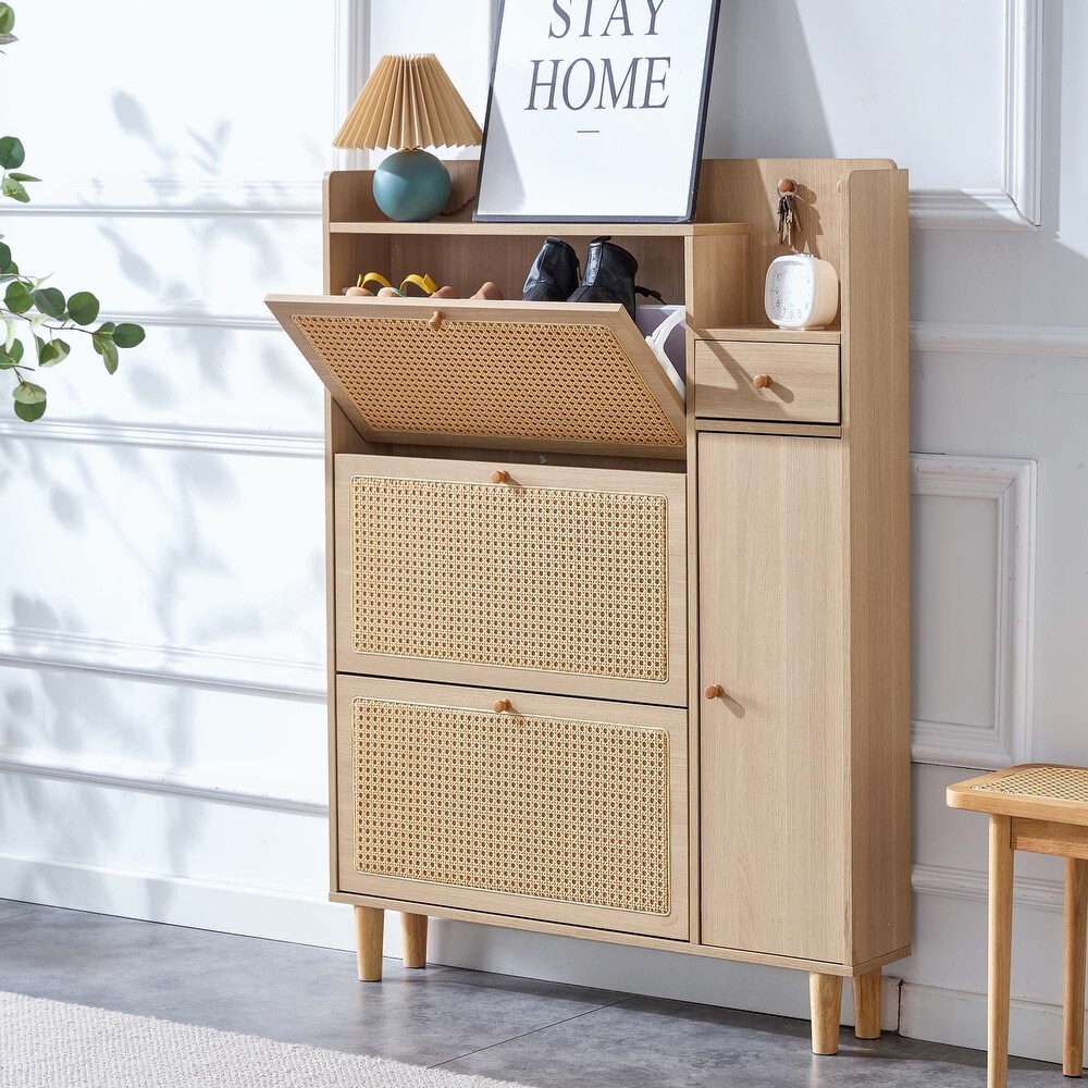 Modern rattan storage cabinet in bedroom porch living room