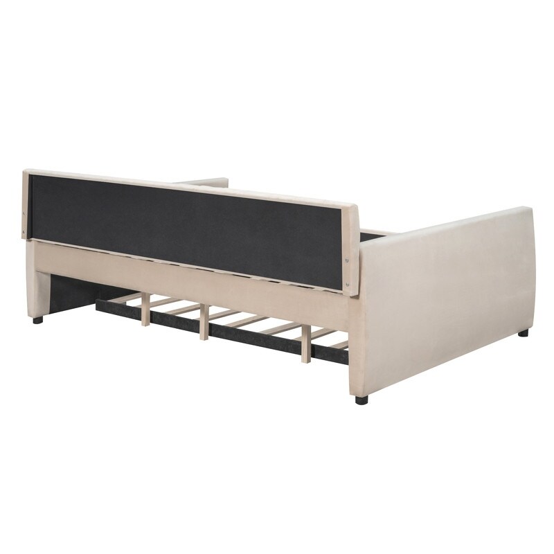 Velvet Upholstered Daybed with 2 Storage Drawers/ Trundle