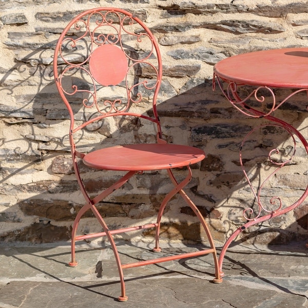 Three Piece Metal Bistro Set in Flamingo Pink 