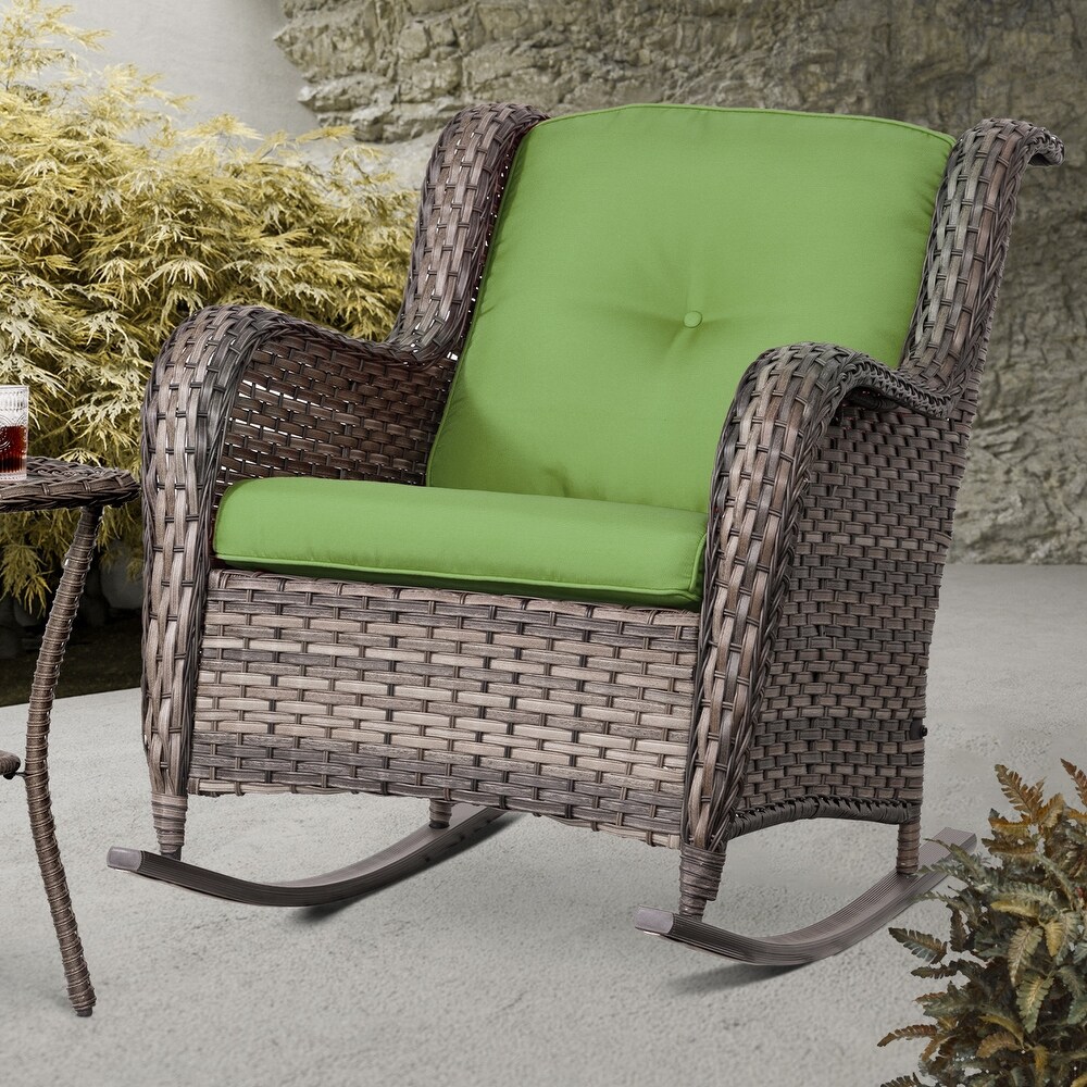 Cozywor Outdoor Wicker Rattan Swivel Rocking Chair