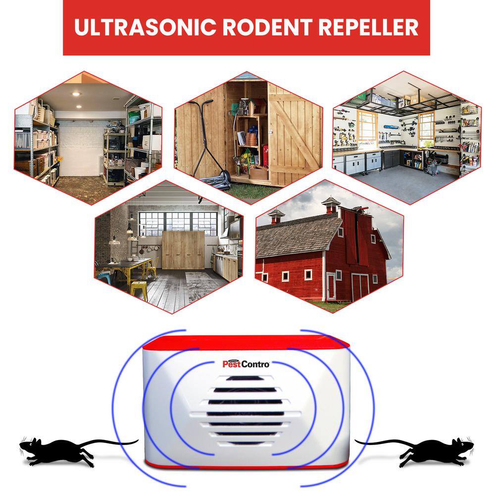 PestContro Portable Ultrasonic Rodent Repeller Cordless Non-Lethal Pest Control Dual Frequency PR23