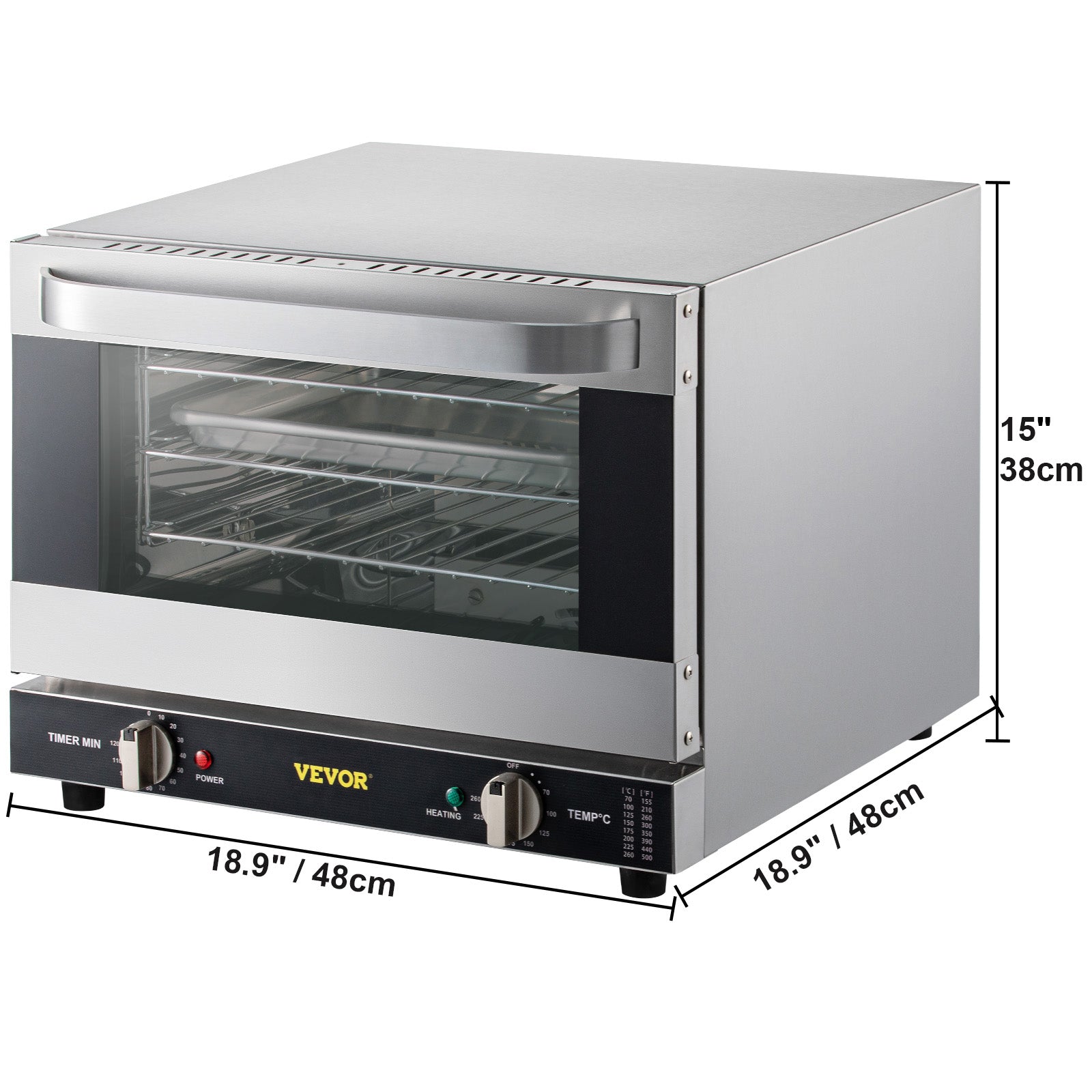 VEVOR Commercial Convection Oven,21L/19Qt,Quarter-Size Conventional Oven Countertop,1440W 3-Tier Toaster with Front Glass Door,Electric Baking Oven with Trays Wire Racks Clip Gloves, 120V, ETL Lisith