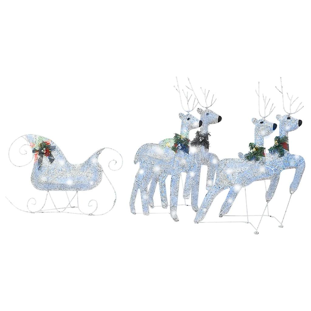 Vidaxl Reindeer and Sleigh Christmas Decoration 100 Leds Outdoor Silver