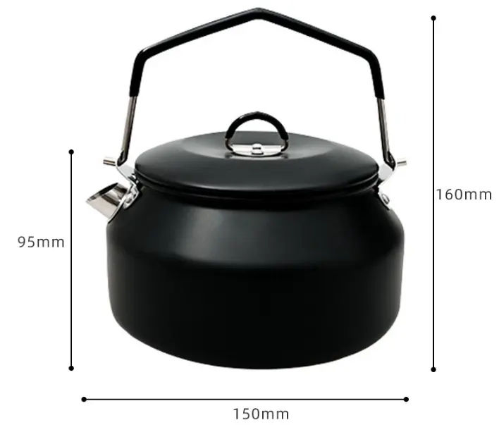 Camping portable kettle Outdoor vintage stainless steel 1L brewed tea kettle camping pour over coffee kettle