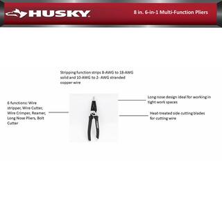 Husky 8 in. 6-in-1 Multi-Function Pliers 99999