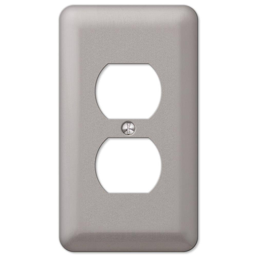 Hampton Bay Declan 1 Gang Duplex Steel Wall Plate - Pewter 2DPWHB