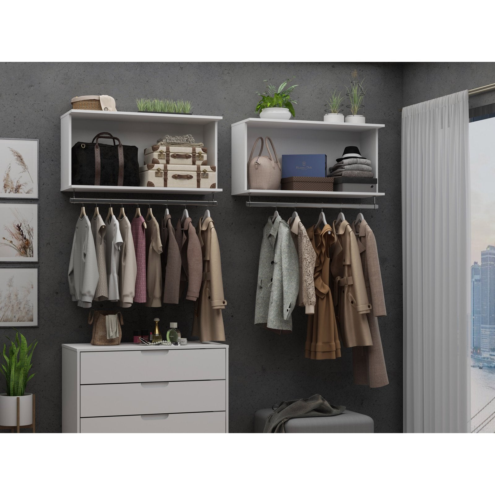 Manhattan Comfort Rockefeller Floating Hanging Closet Shelf