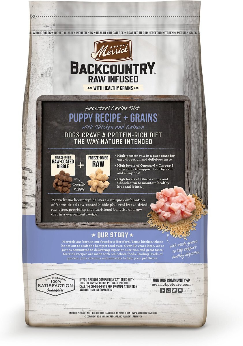 Merrick Backcountry Raw Infused Puppy Recipe + Grains with Chicken and Salmon Freeze-Dried Dry Dog Food