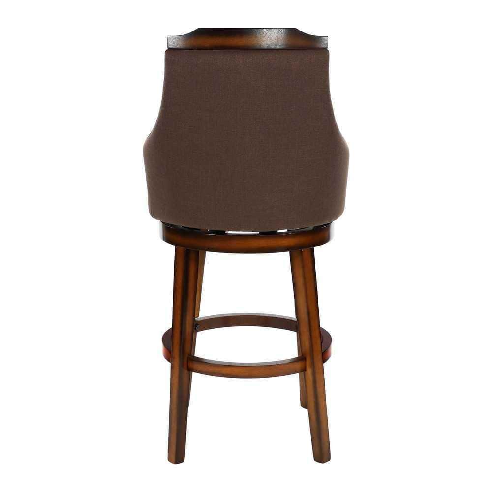 EVERGLADE HOME Toulon 45 in. Burnished Oak Full Back Wood Frame Swivel Pub Height Bar Stool with Fabric Seat (Set of 2) LX-5447-29FAS