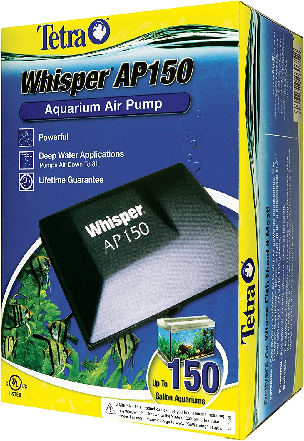 Tetra Whisper AP150 aquarium Air Pump， For Deep Water Applications