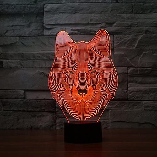 3d Animal Wolf Head Night Light Touch Table Desk Optical Illusion Lamps 7 Color Changing Lights Home Birthday Gift