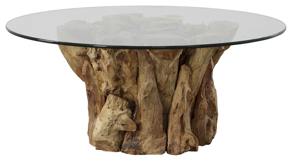 Uttermost Driftwood Glass Top Large Coffee Table   Rustic   Coffee Tables   by Modern Furniture LLC  Houzz