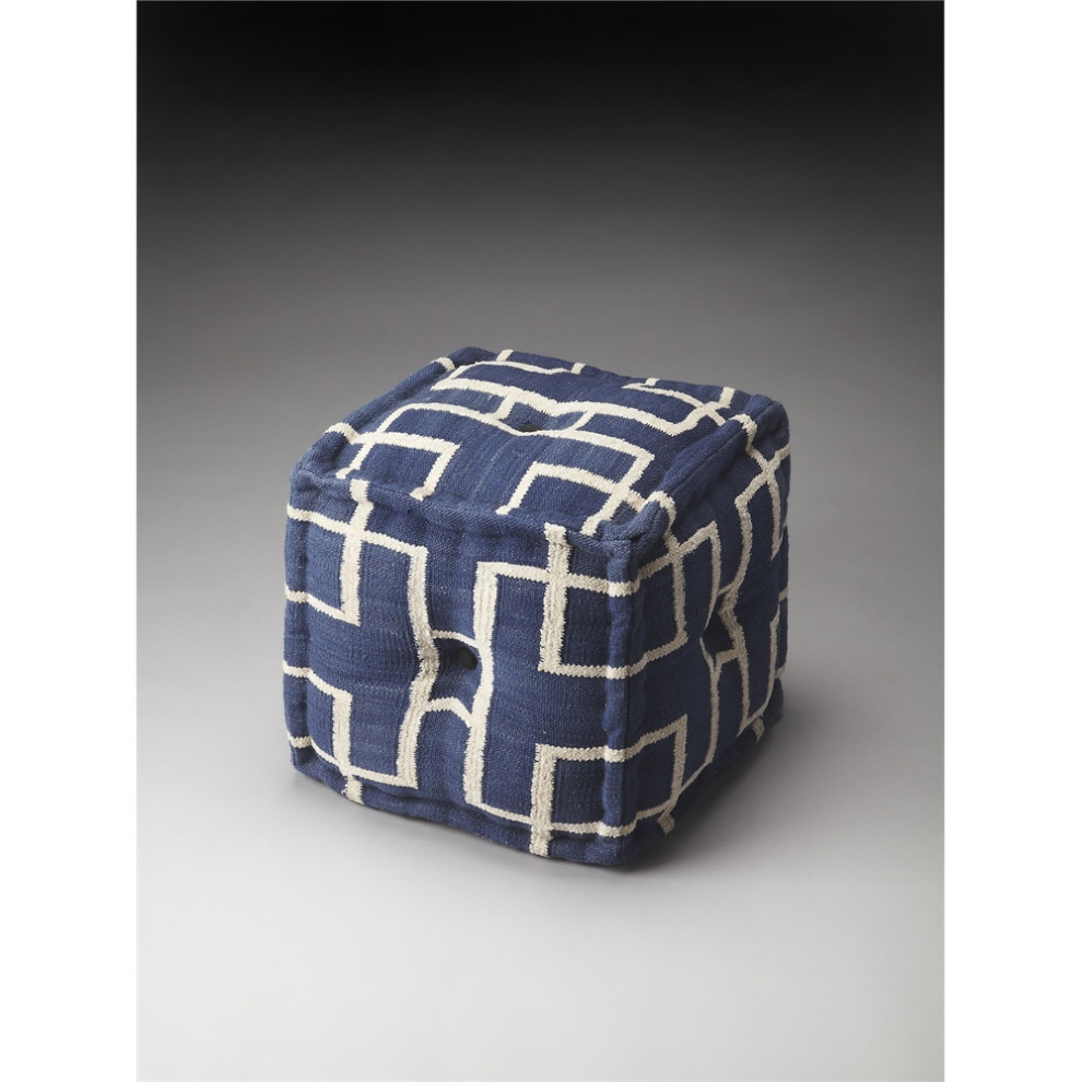 Butler Pouffe  Gray Crisscross   Contemporary   Footstools And Ottomans   by BisonOffice  Houzz