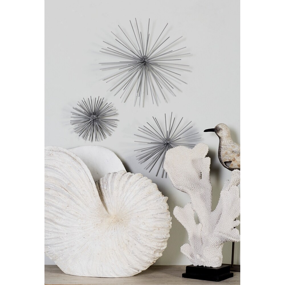 Contemporary Modern Starburst Metal Wall Sculptures Set of 3