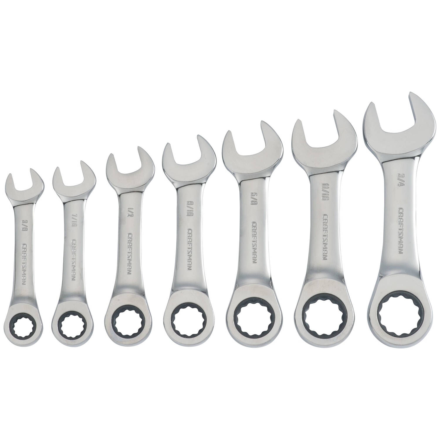 Craftsman SAE Stubby Ratcheting Combination Wrench Set 7 pc