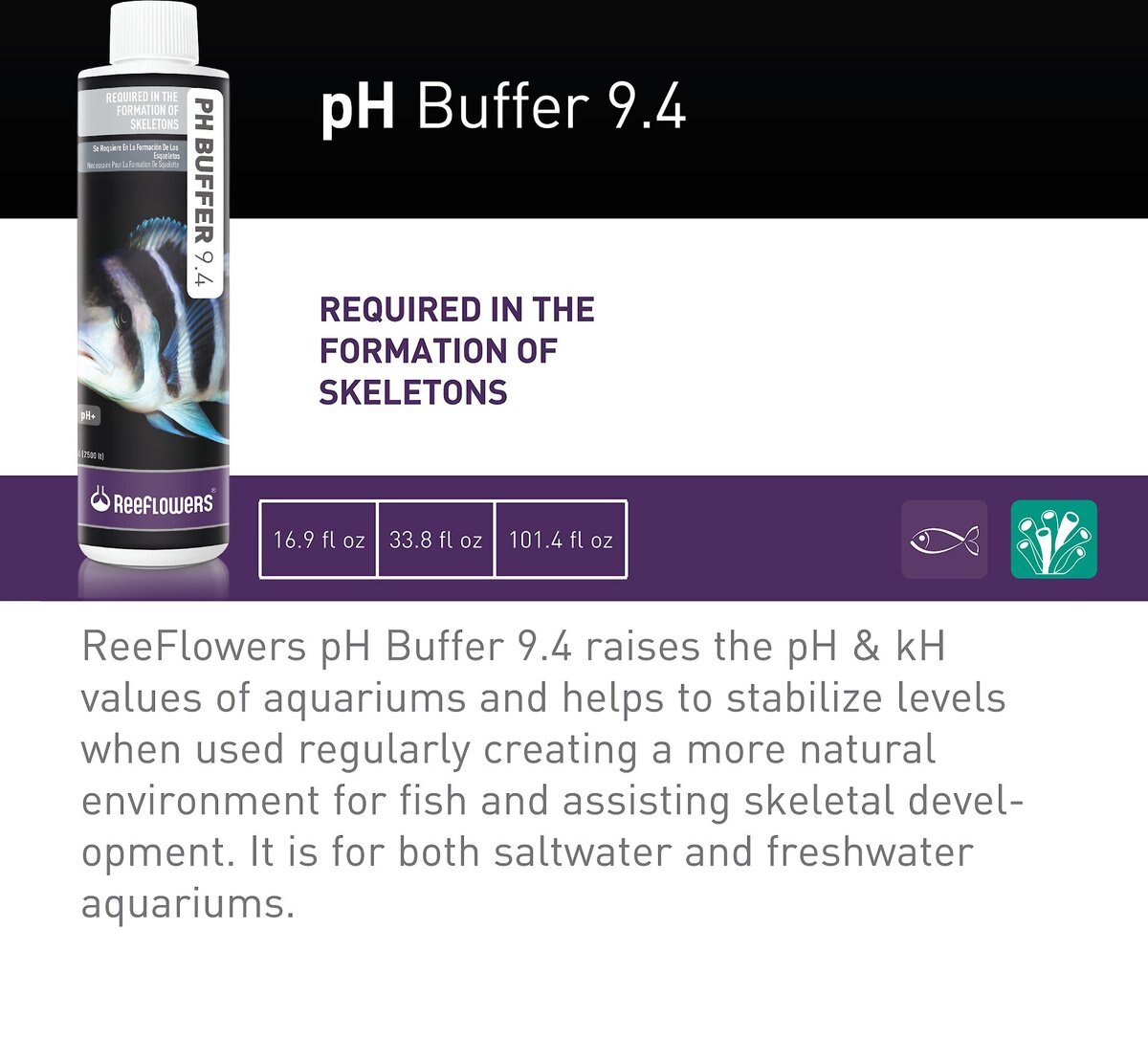 Reeflowers pH Buffer 9.4 pH+ Aquarium Water Treatment